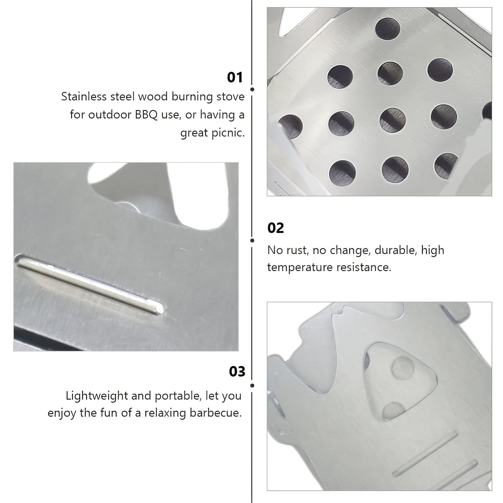 Foldable Camping Grill with Portable Stainless Steel Stove for Picnic and Backpacking