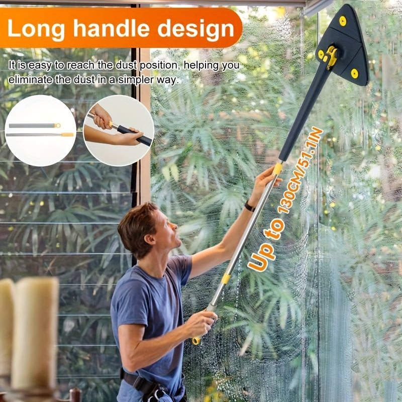 360° Rotating Triangular Mop Set with 5 Reusable Pads for Wet Dry Floor Wall Ceiling Cleaning