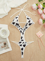 Women's Black Lace Bodysuit with Long Sleeves and V-Neck