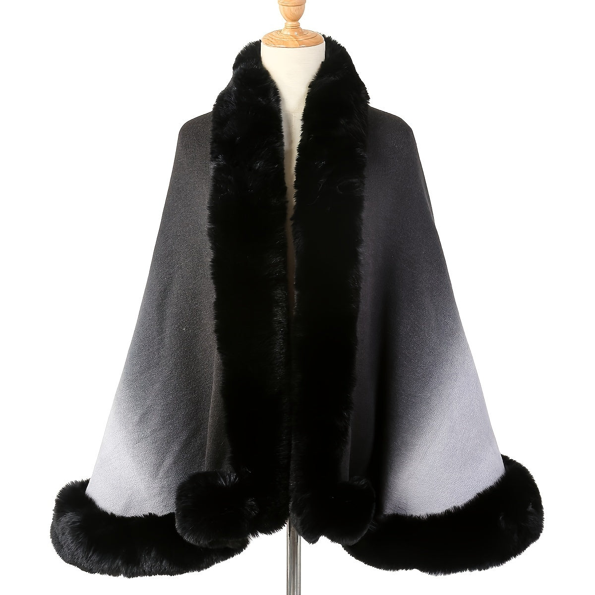 Winter Shawl Wrap Imitation Rabbit Fur Cashmere Lining 65x165cm Warm