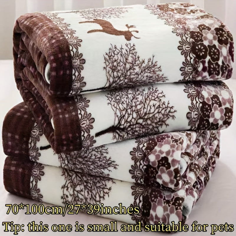Floral Patterned Flannel Fleece Throw Blanket for Sofa Bed Camping All Seasons