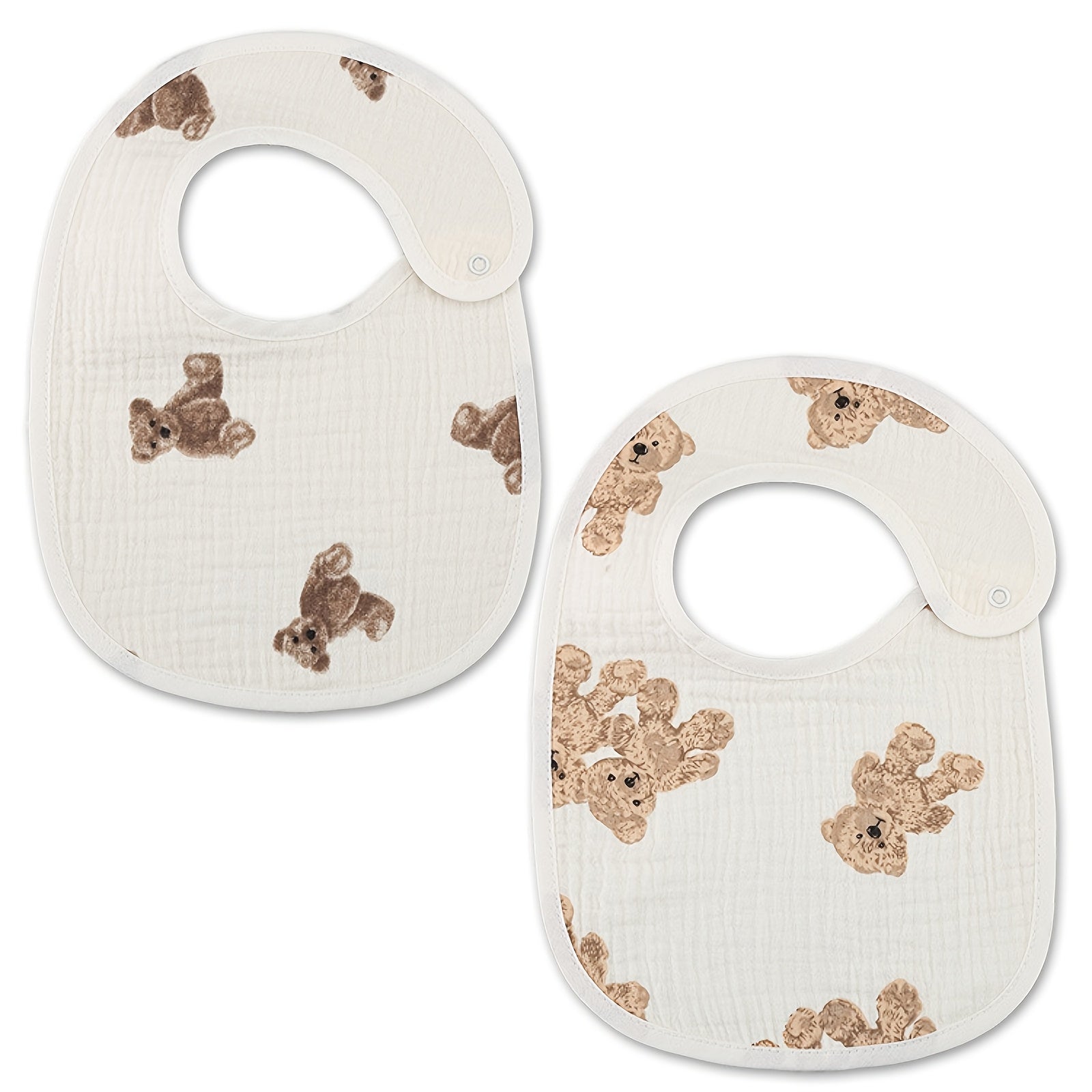 Set of 2 Cotton Gauze Baby Bibs U-Shaped Waterproof Printed Burp Cloths and Saliva Towels