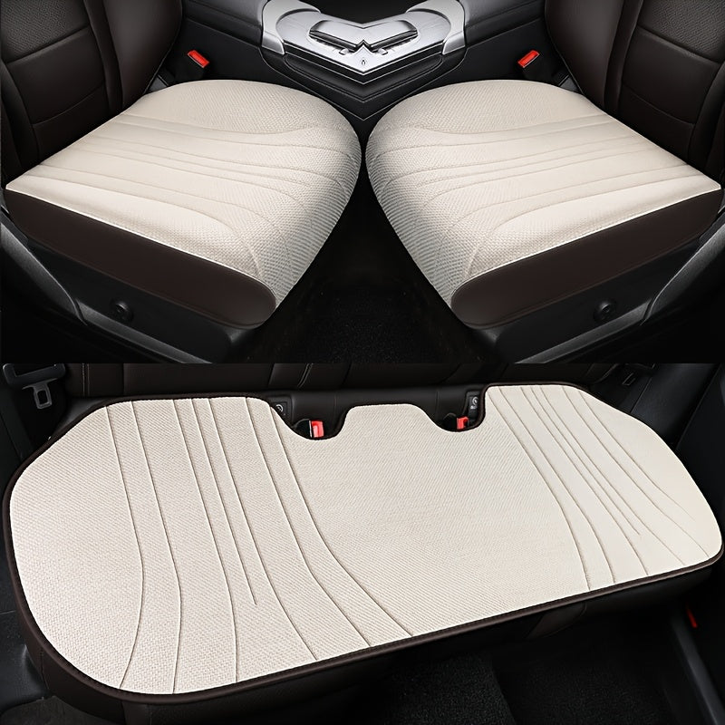 Universal Breathable Linen Seat Covers Three-Piece Set All Seasons