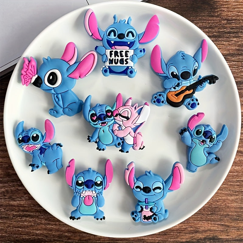 8pcs Kids Shoe Buckles Cartoon Stitch Detachable Decoration