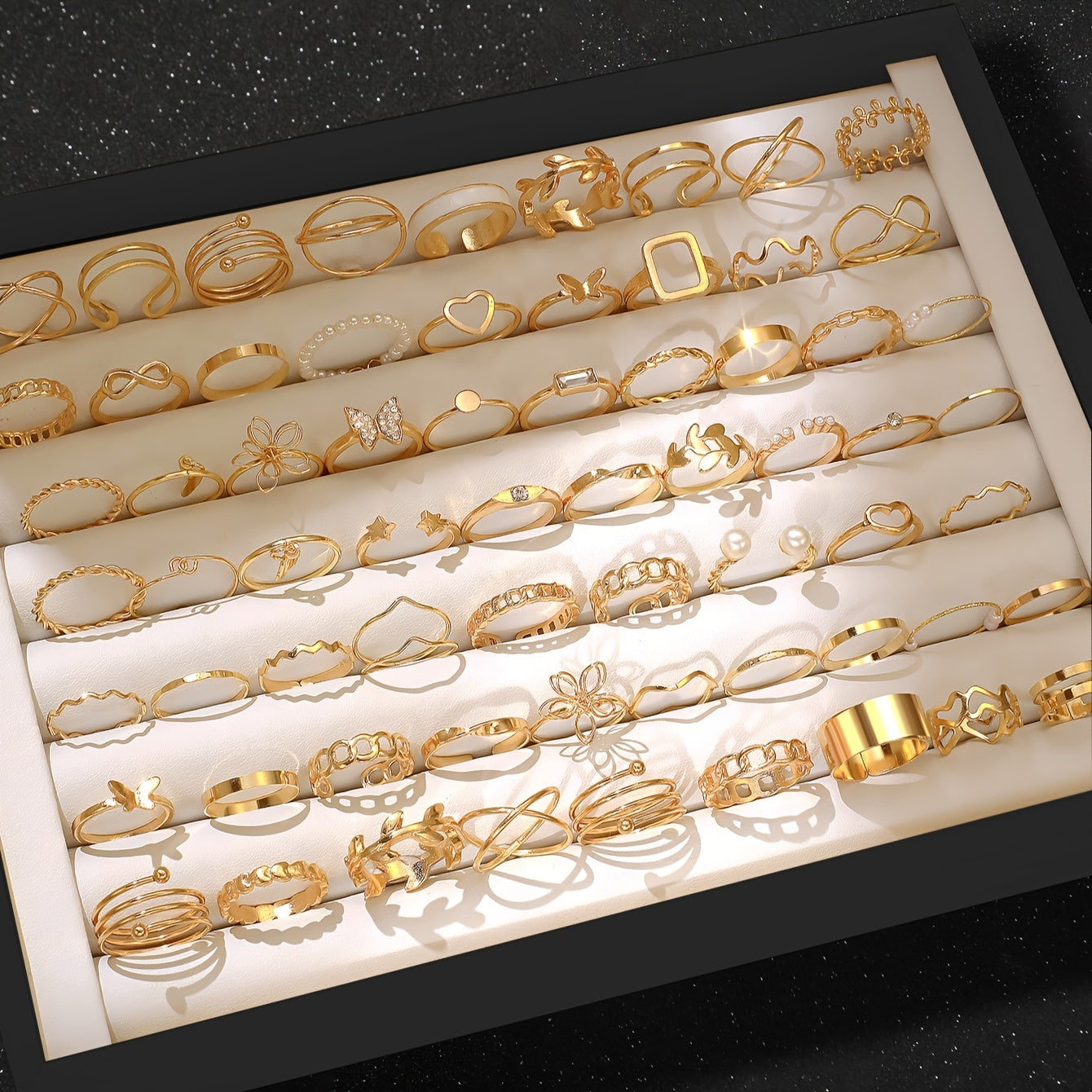 Women’s 66-Piece Jewelry Set with Heart, Butterfly, Flower, Geometric, Pearl, Star, Rhinestone Designs