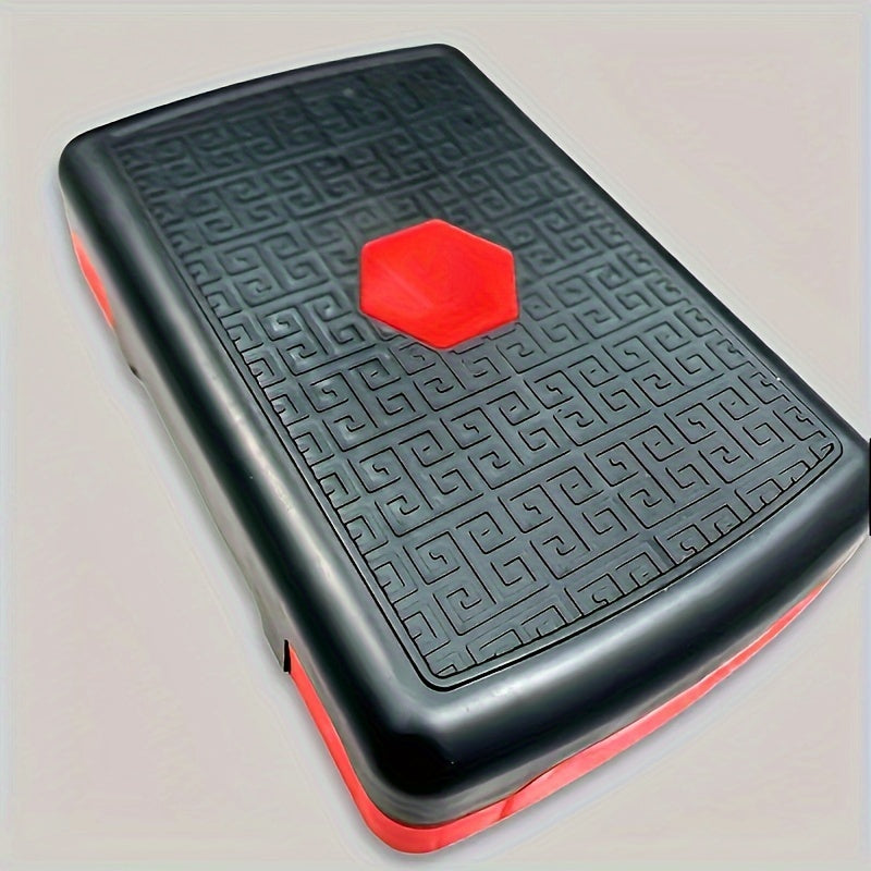 Adjustable 44.96cm Aerobic Step Platform in Gray and Red Non-Slip Durable Gym Equipment for Yoga and Training