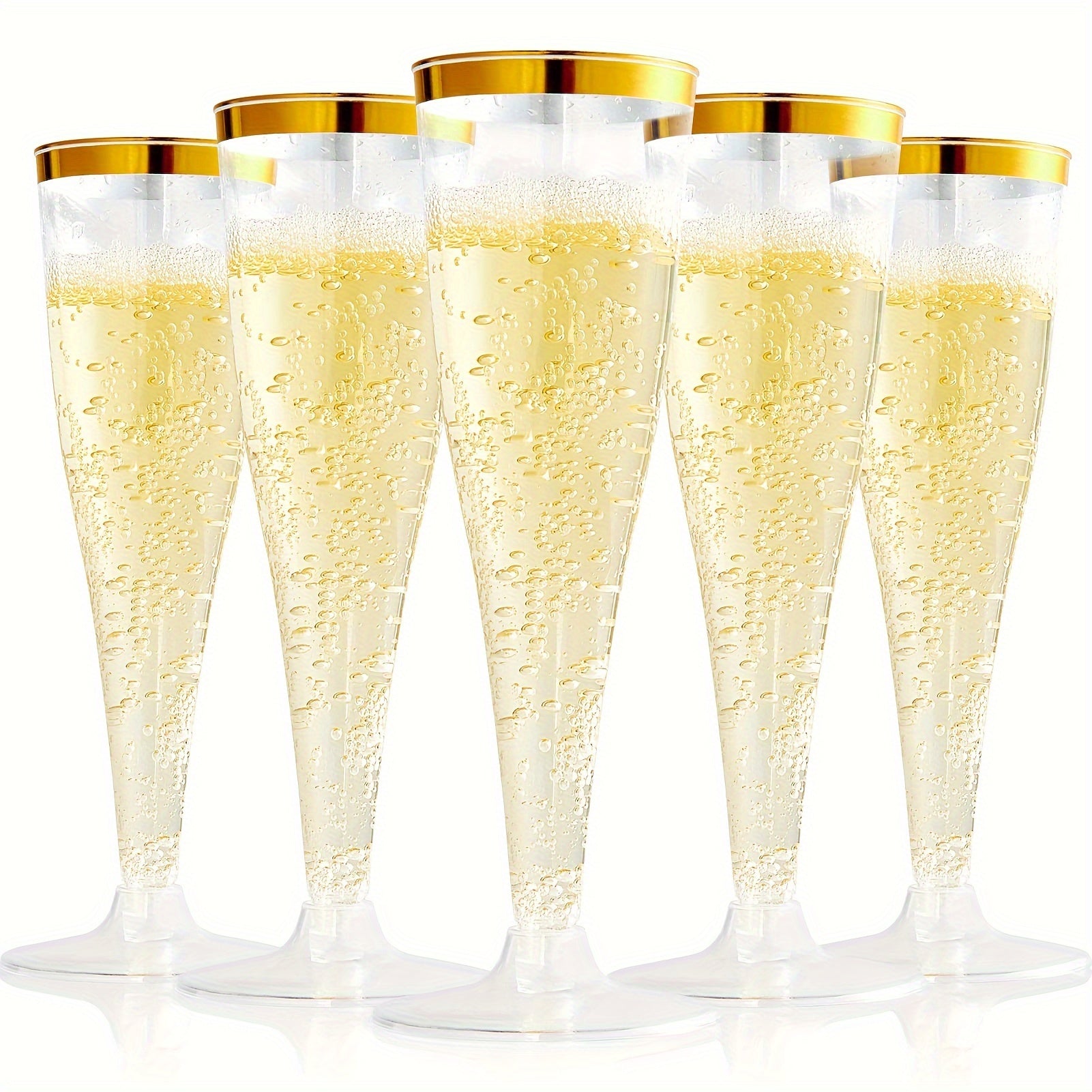 20-Pack Plastic Champagne Flutes Gold Rims 4.5oz Reusable Disposable