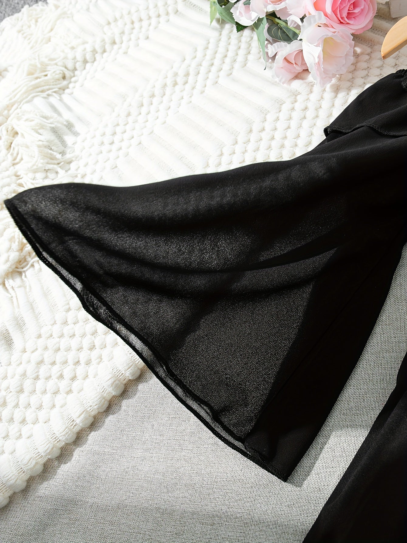 Girls Black Chiffon Dress with Off-Shoulder Ruffle Detail for Summer Casual Wear