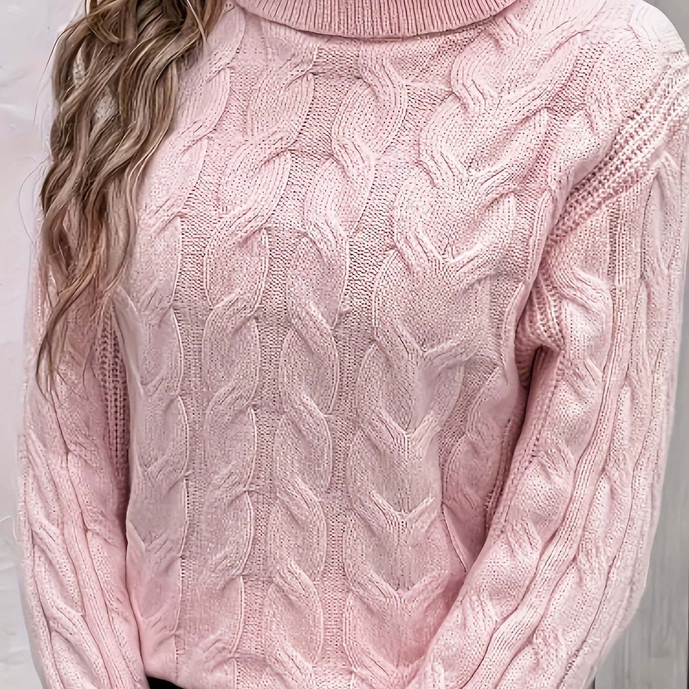 Plus Size Women's Cable Knit Sweater Turtleneck Long Sleeve Fall Winter