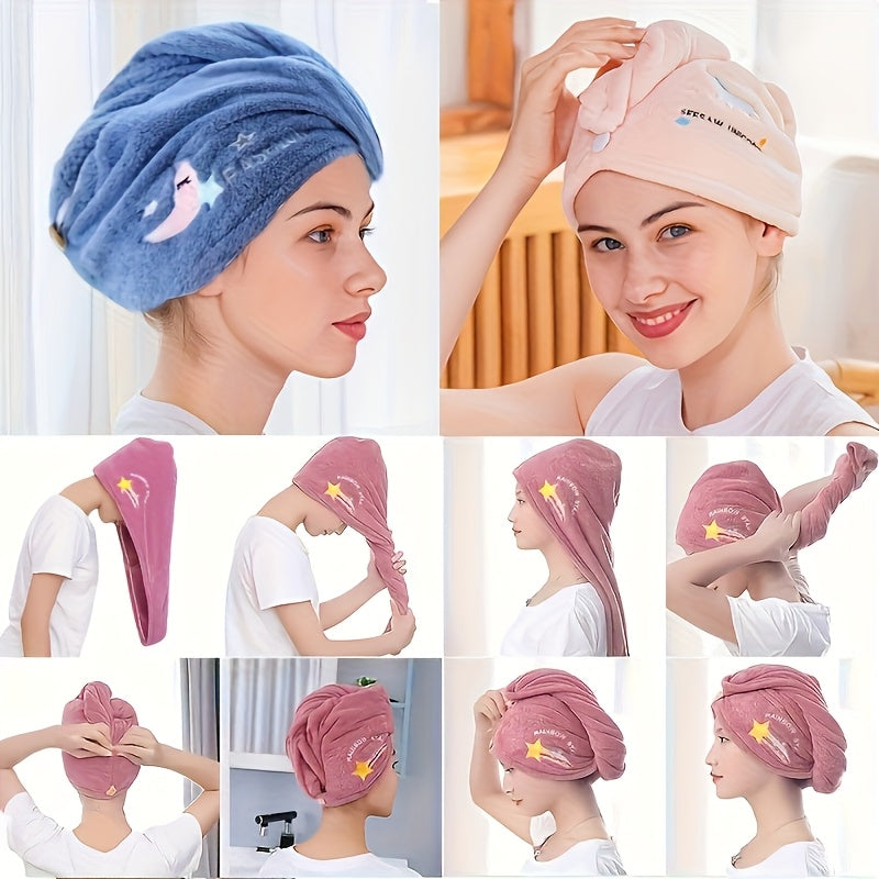 Women's Microfiber Hair Turban Cap Soft Coral Fleece Adjustable Hair Wrap for Shower Spa