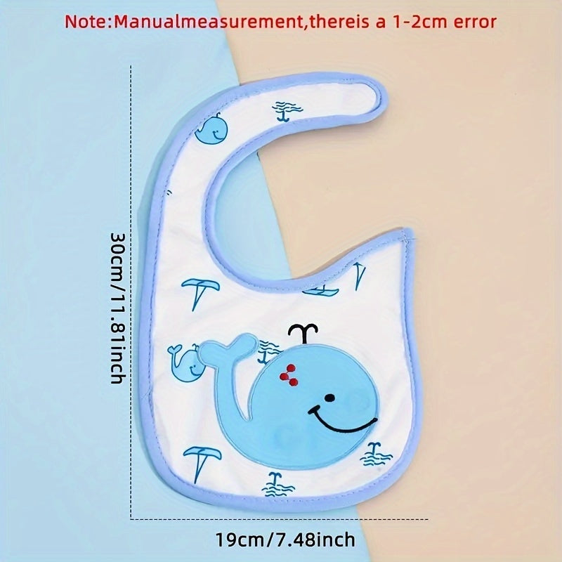 Baby Bibs Set Waterproof Cotton Cartoon Prints 3 or 5 Pieces for Newborn Infants