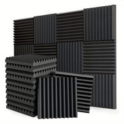 10pcs Black High-Density Flame Retardant Acoustic Foam Panels Soundproof Wedge Tiles for Studios and Offices