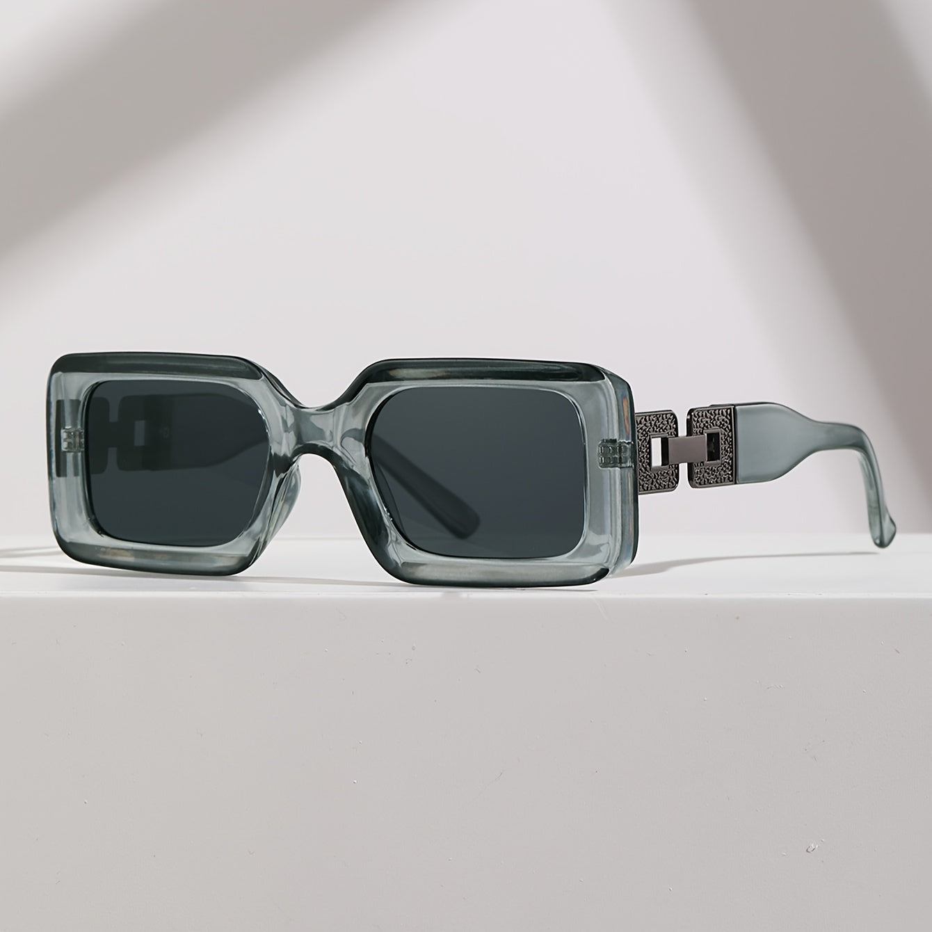 Men's Retro Square Glasses Fashion PC Frame Rectangular Eyewear for Daily Wear