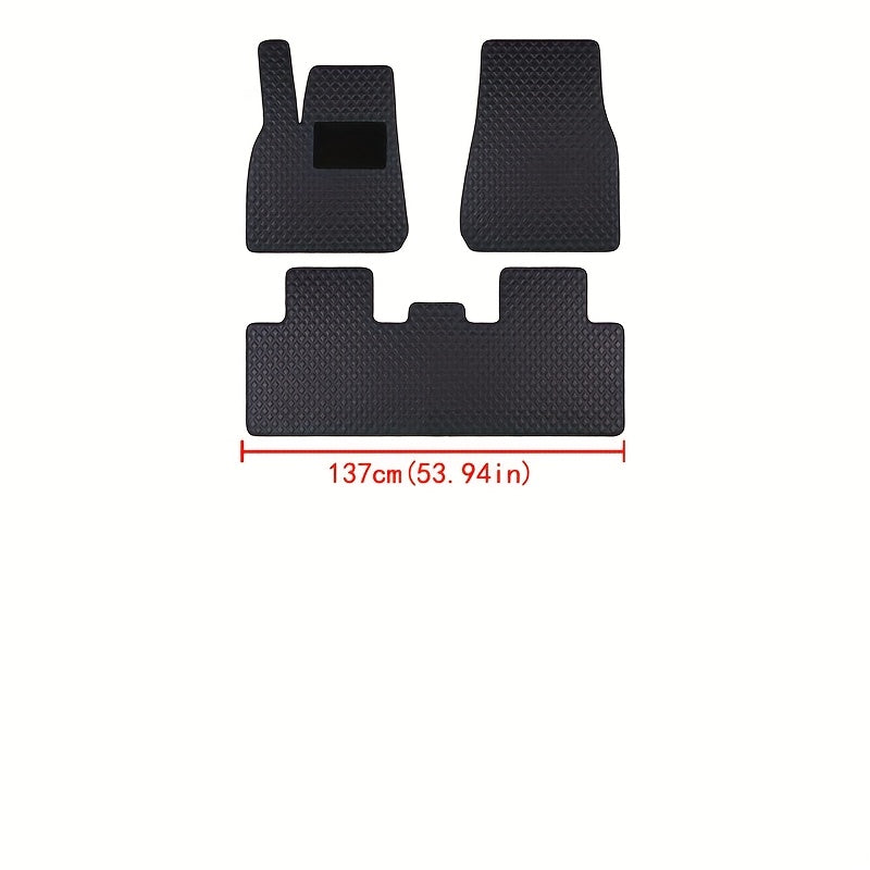 All-Weather Black PU Leather Floor Mats for Tesla Model Y Enhanced Grip