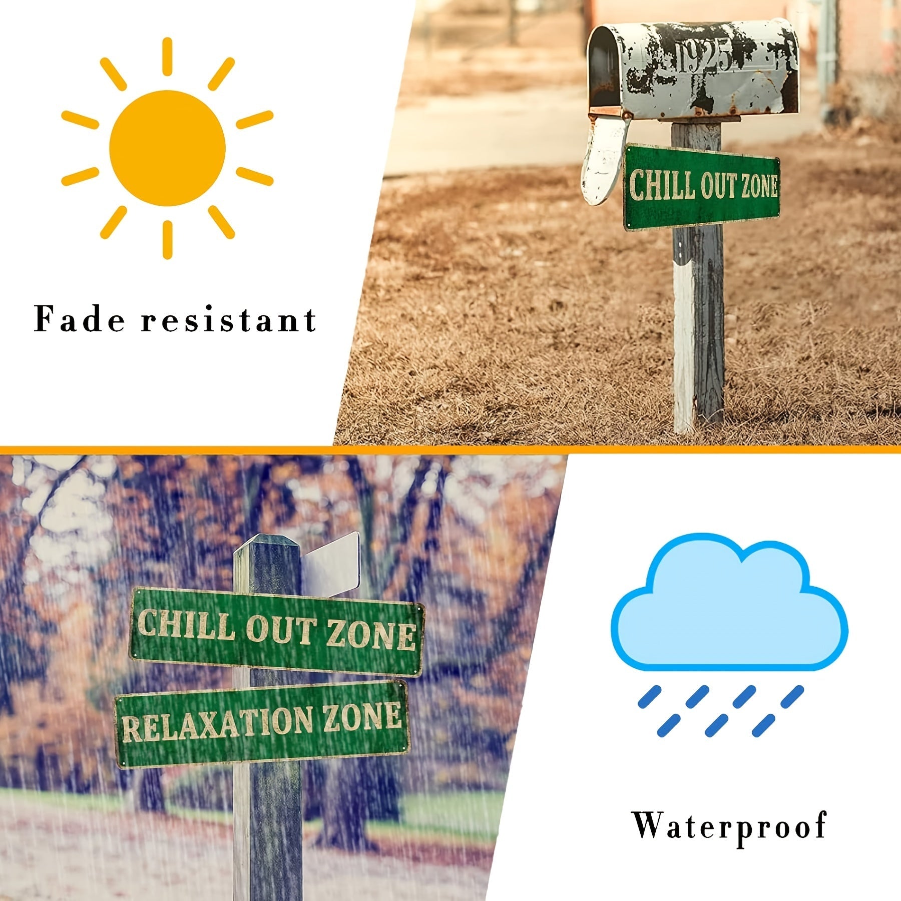 Metal Tin Sign Wall Art 15.75x3.94 Inches CHILL OUT ZONE Decor for Home Bar Cafe