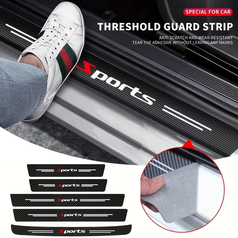 Universal Faux Leather Door Threshold Stickers Matte Finish Self-Adhesive Scratch-Resistant Carbon Fiber