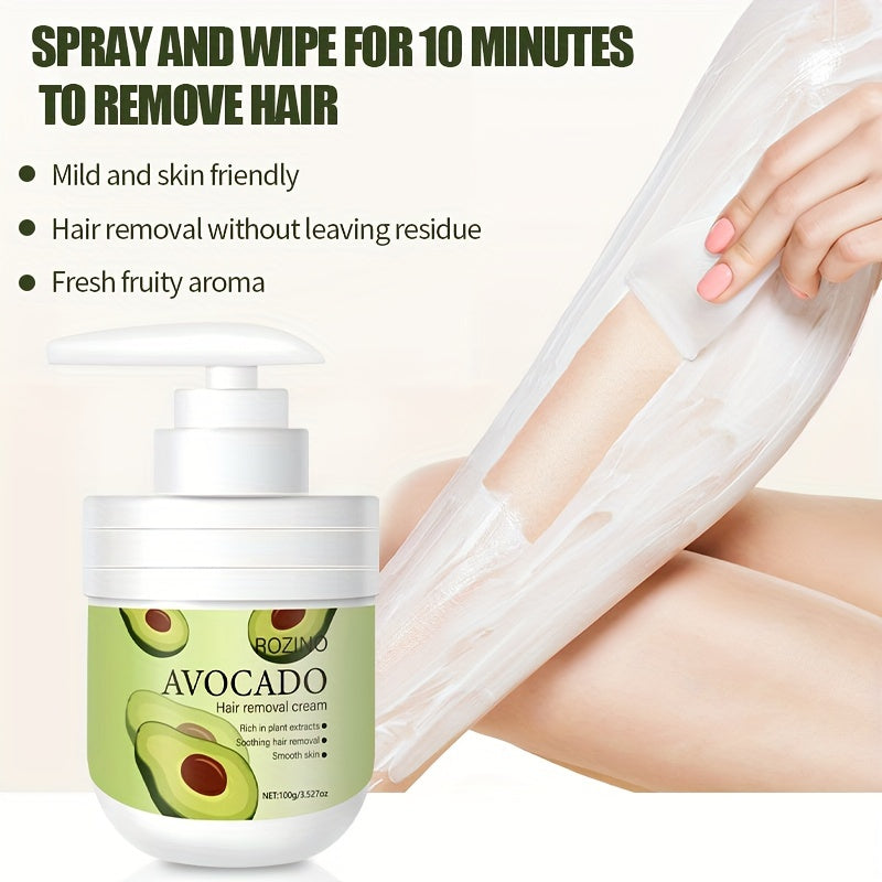 Plant-Based Avocado Hair Removal Cream for All Skin Types Painless Residue-Free