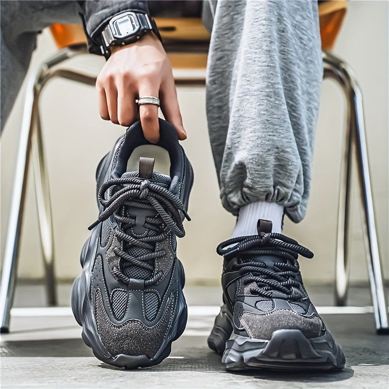 Men's Sneakers Breathable Mesh Casual Sports Mid-Top Lace-Up Anti-Slip Sole