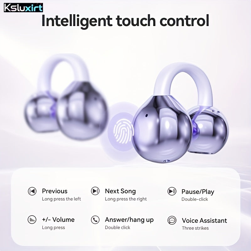 Wireless Earphones TWS Open-Back Sports Running Earbuds with Microphone Touch Control Rechargeable