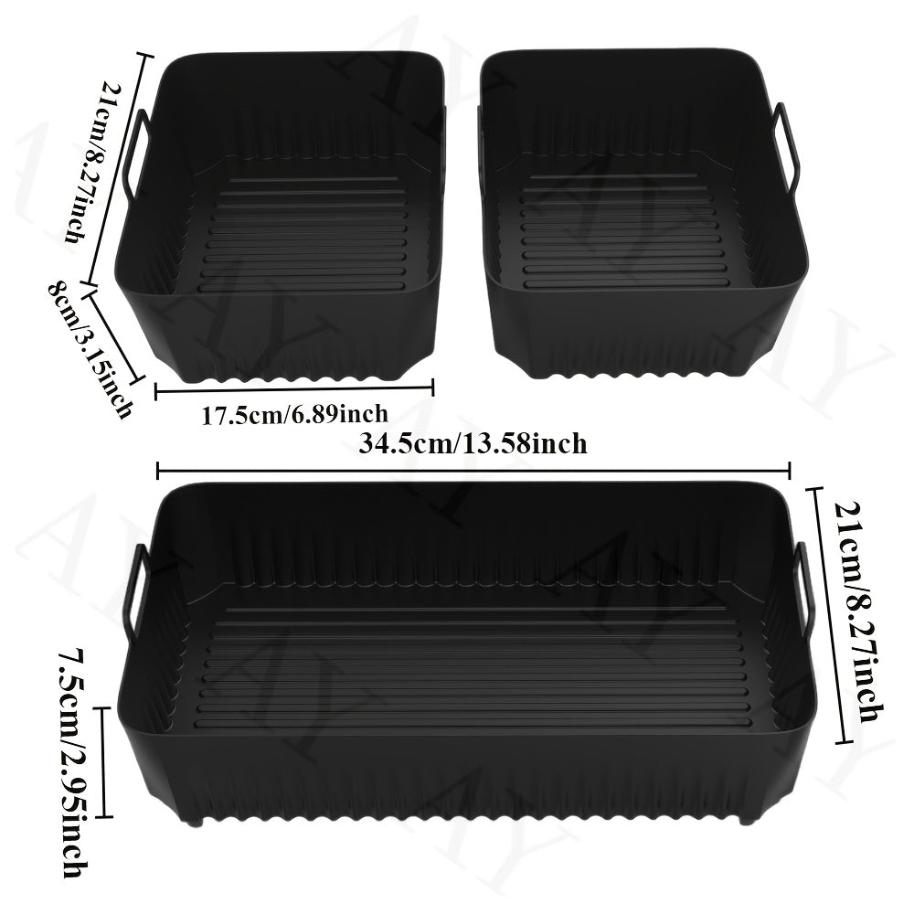 Qayta ishlatiladigan 3 ta silikon havo fritöz uchun linzalar to'plami, yopishqoq bo'lmagan pishirish panjaralari uchun