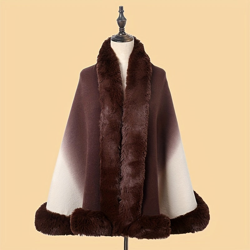Winter Shawl Wrap Imitation Rabbit Fur Cashmere Lining 65x165cm Warm
