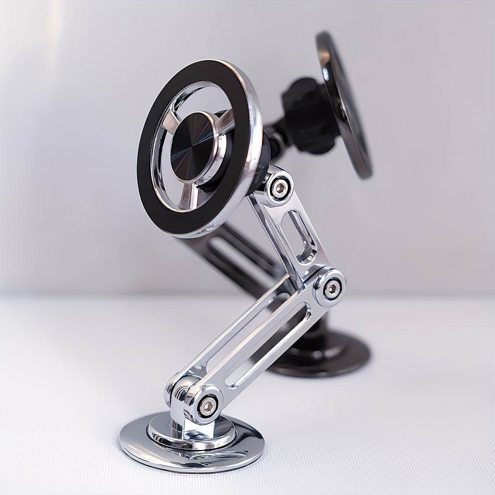 Soporte para teléfono de coche magnético giratorio de aluminio universal de 360° con brazo plegable