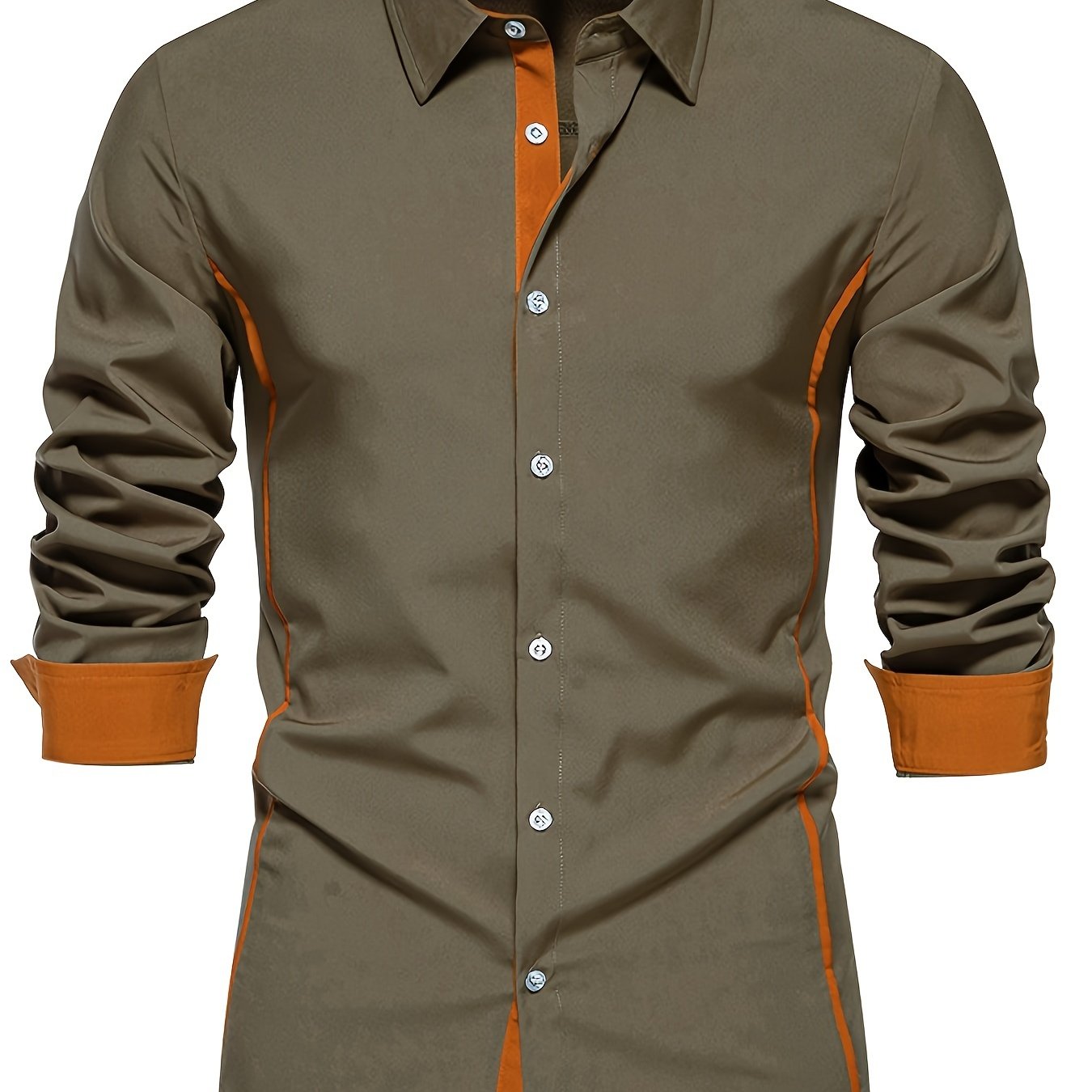 Мужская повседневная рубашка с цветными блоками и длинными рукавами, полиэстер, весна-осень