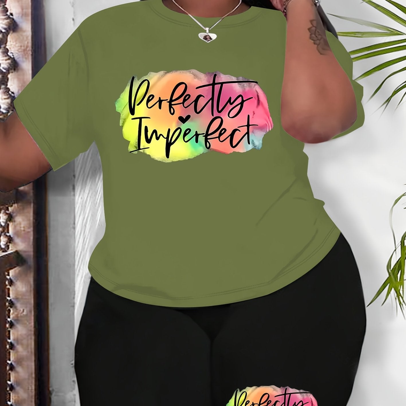 Plus Size Women's Tracksuit Set Short Sleeve Top High-Waisted Shorts Comfortable Spring Summer Fall