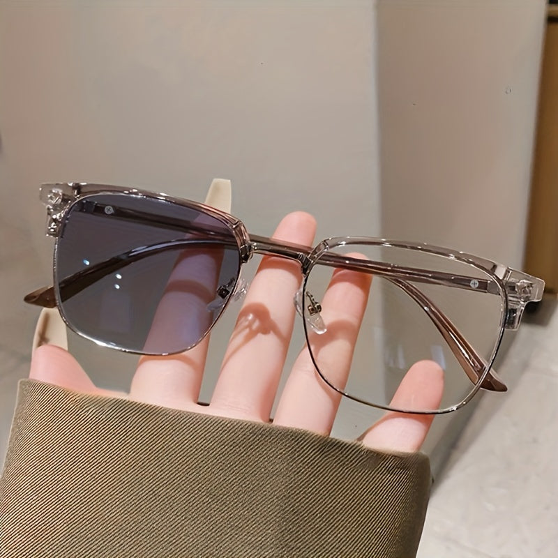 Унисекс фотохромные квадратные очки в стиле Y2K с прозрачными линзами для компьютера, металлические дужки