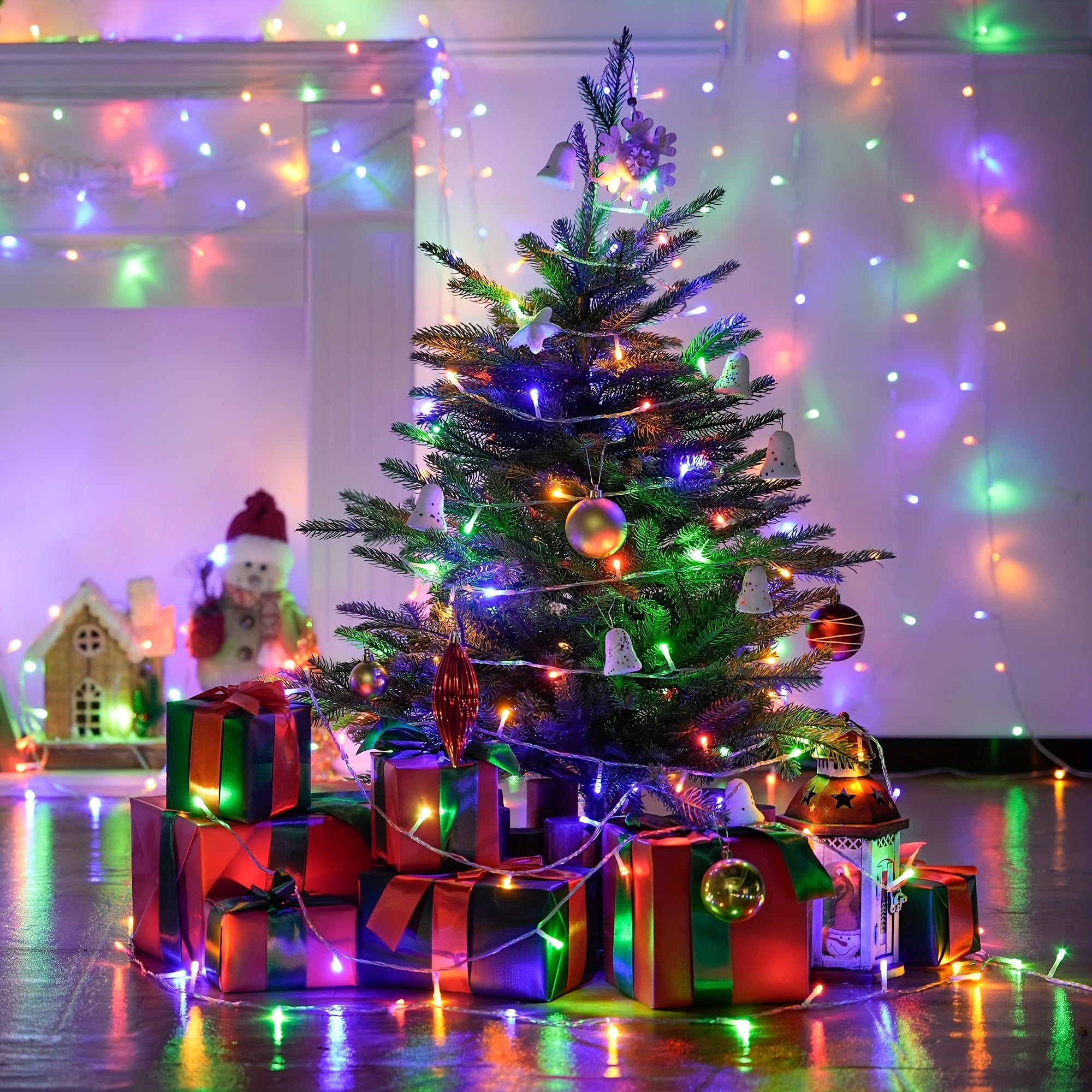 Rojdestvo uchun peri uslubidagi LED ip chiroqlari: 300/200/100 LED, 8 rejim, vaqtni eslab qolish, ichki va tashqi foydalanish, iliq oq, daraxt va bayram bezaklari uchun ideal.