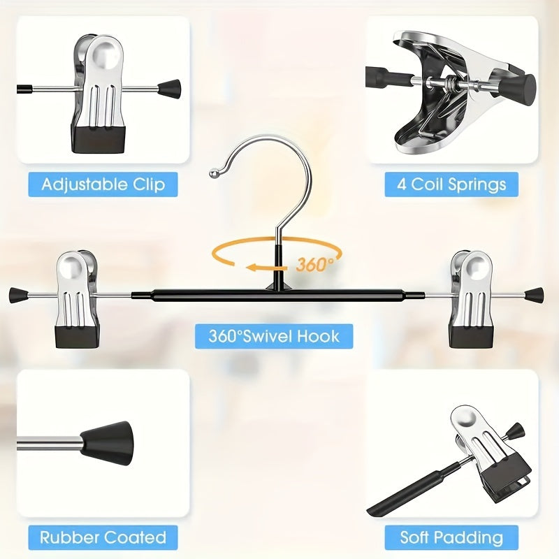 Juego de 5 perchas para pantalones de acero inoxidable antideslizantes, ahorra espacio para pantalones, faldas, calcetines y chaquetas