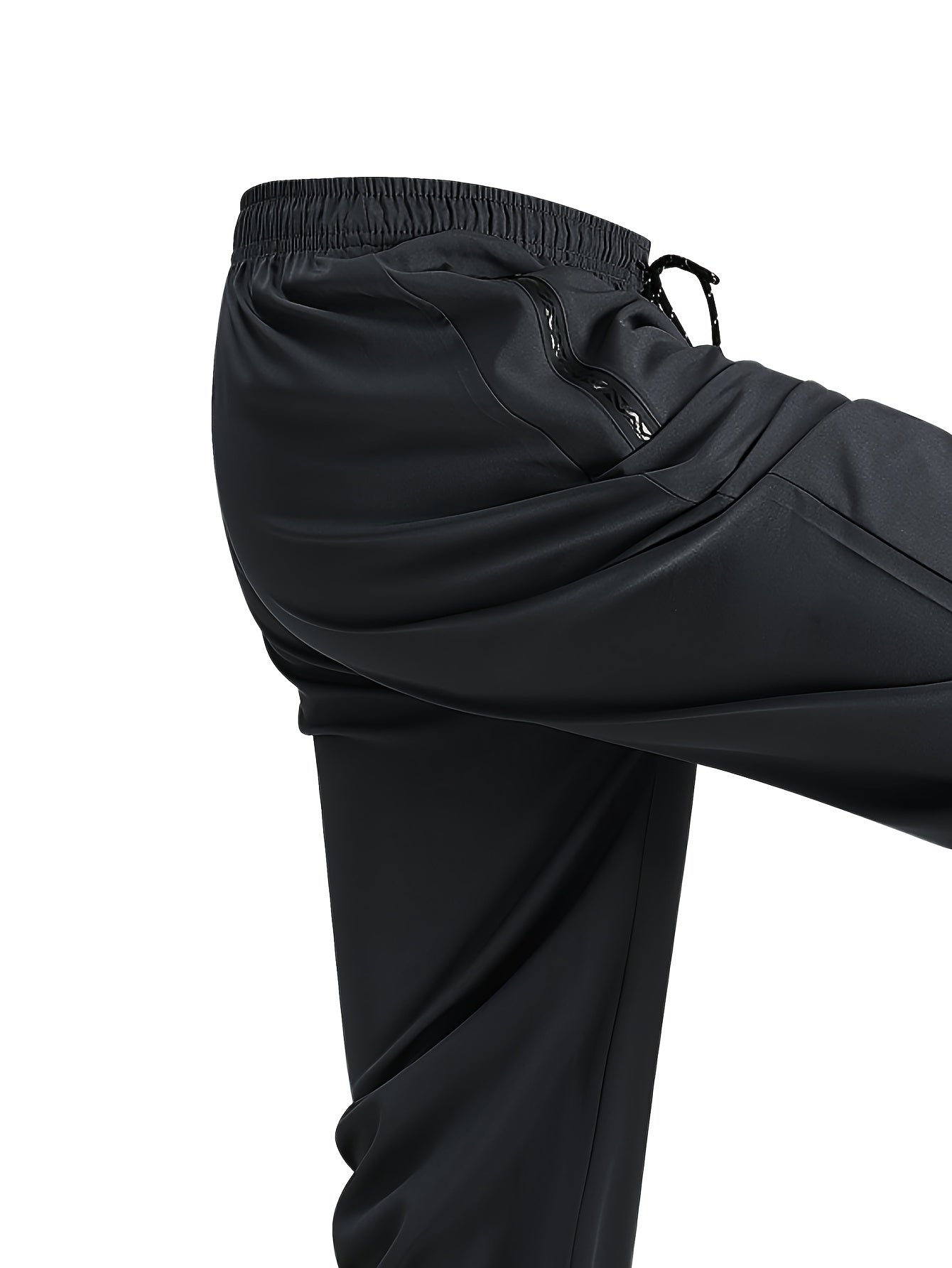Men's Loose Fit Polyester Athletic Pants Breathable Quick-Drying Zipper Pattern for Running and Fitness