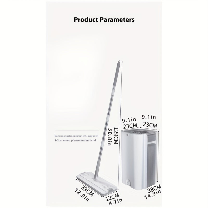 Thickened Lazy Mop Set with Bucket for Wet Dry Cleaning Stainless Steel Handle