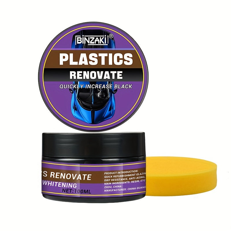 Cera de restauración de autos multiusos para vehículos negros, brillo en plásticos, neumáticos e interiores