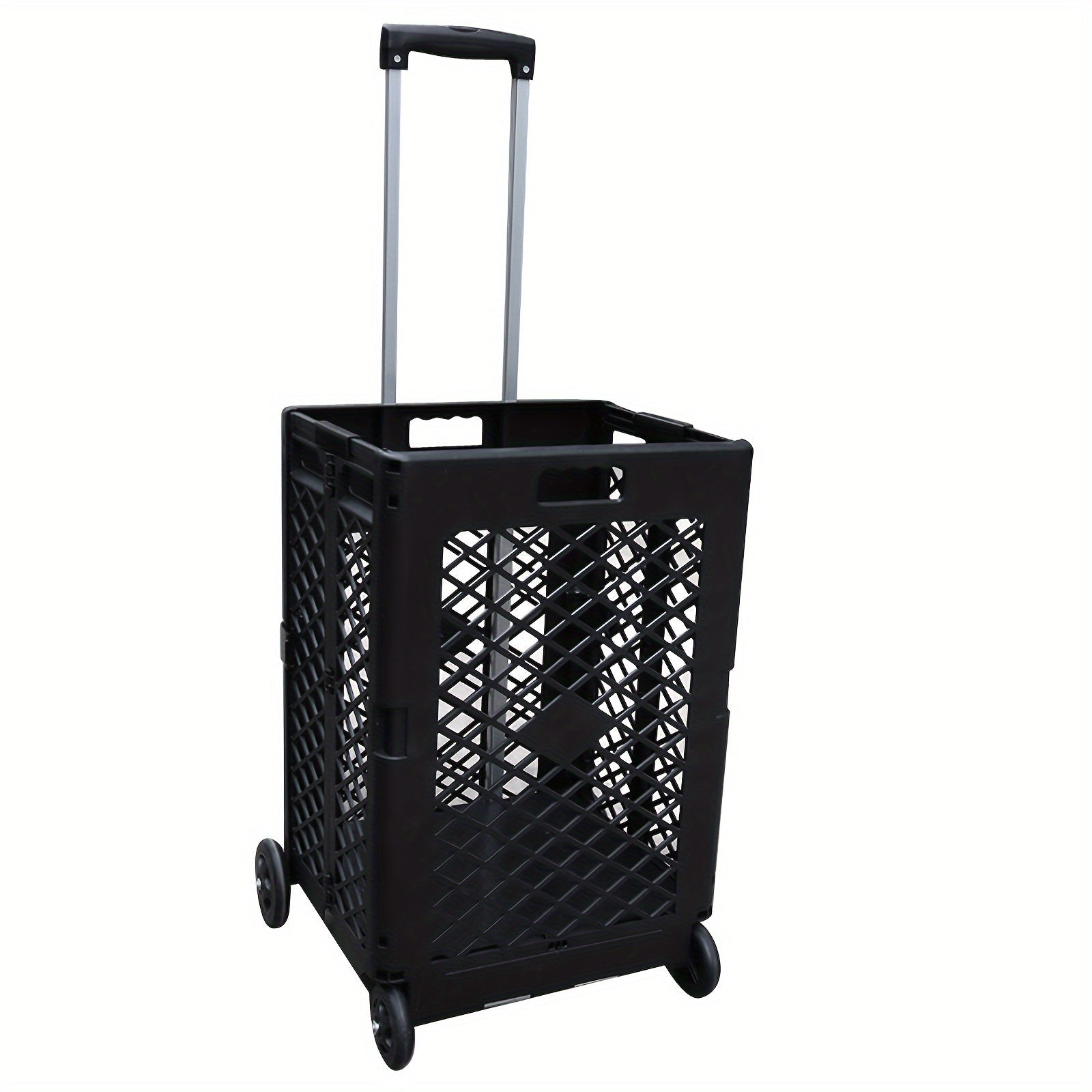 Black Portable Collapsible Storage Cart with 4 Wheels 55L Trolley for Kitchen