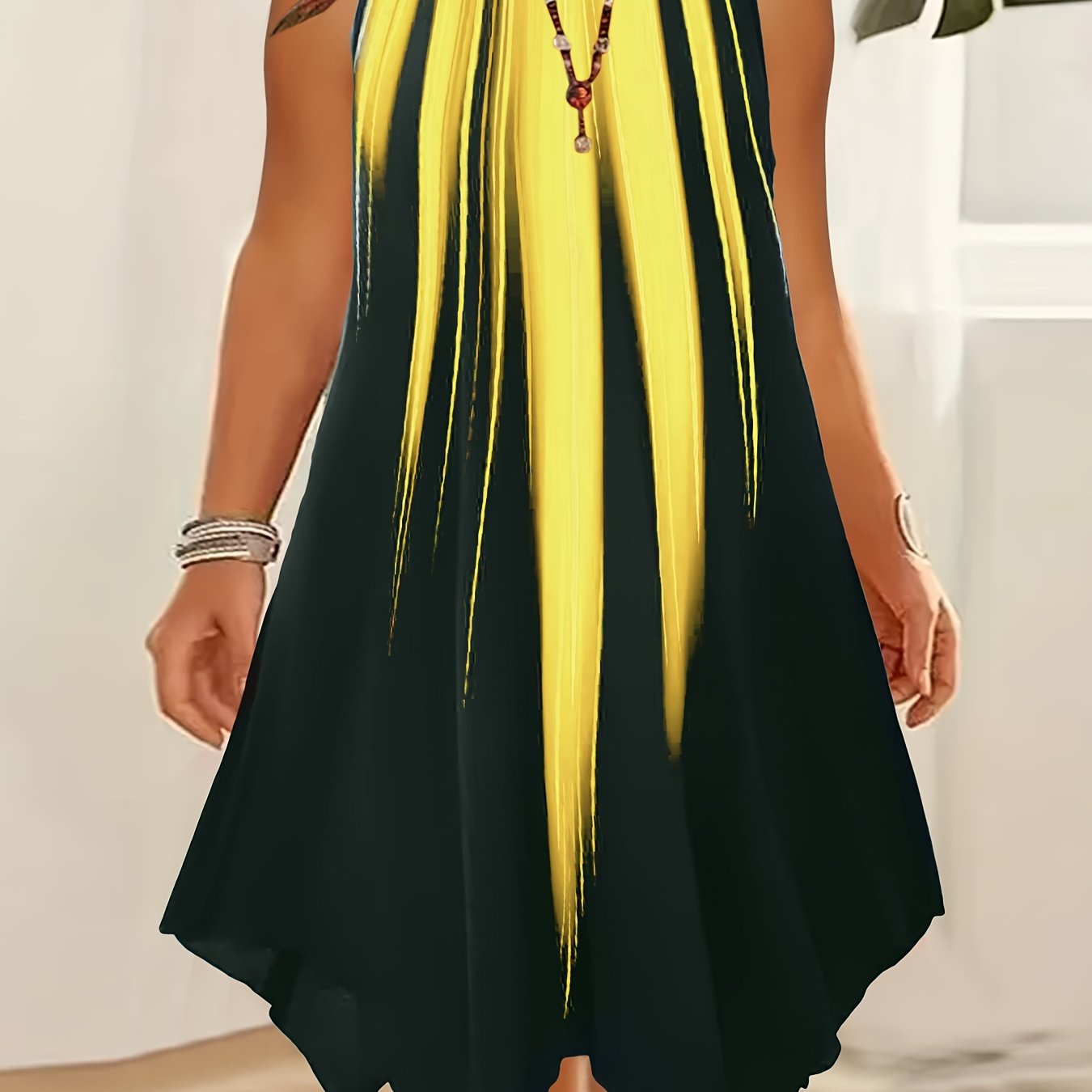 Plus Size Ombre Print Cami Dress for Vacation Spring Summer Asymmetrical Hem Dual Straps