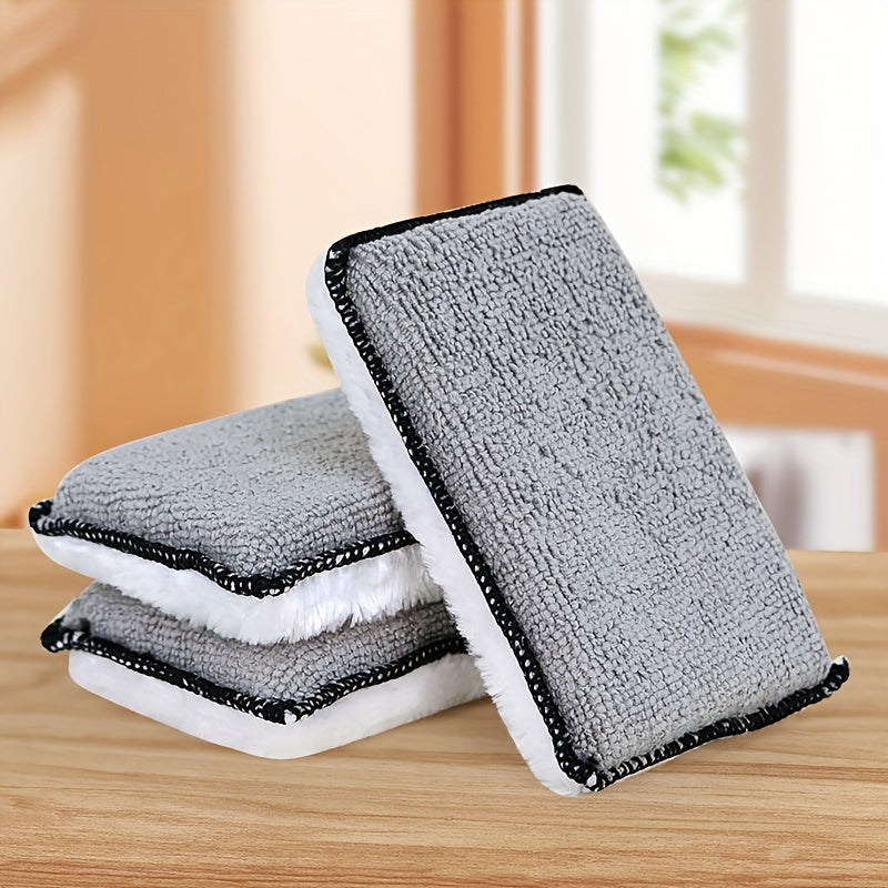 Microfiber Cleaning Sponge Dual Sided for Car, Kitchen, Faux Leather Gray