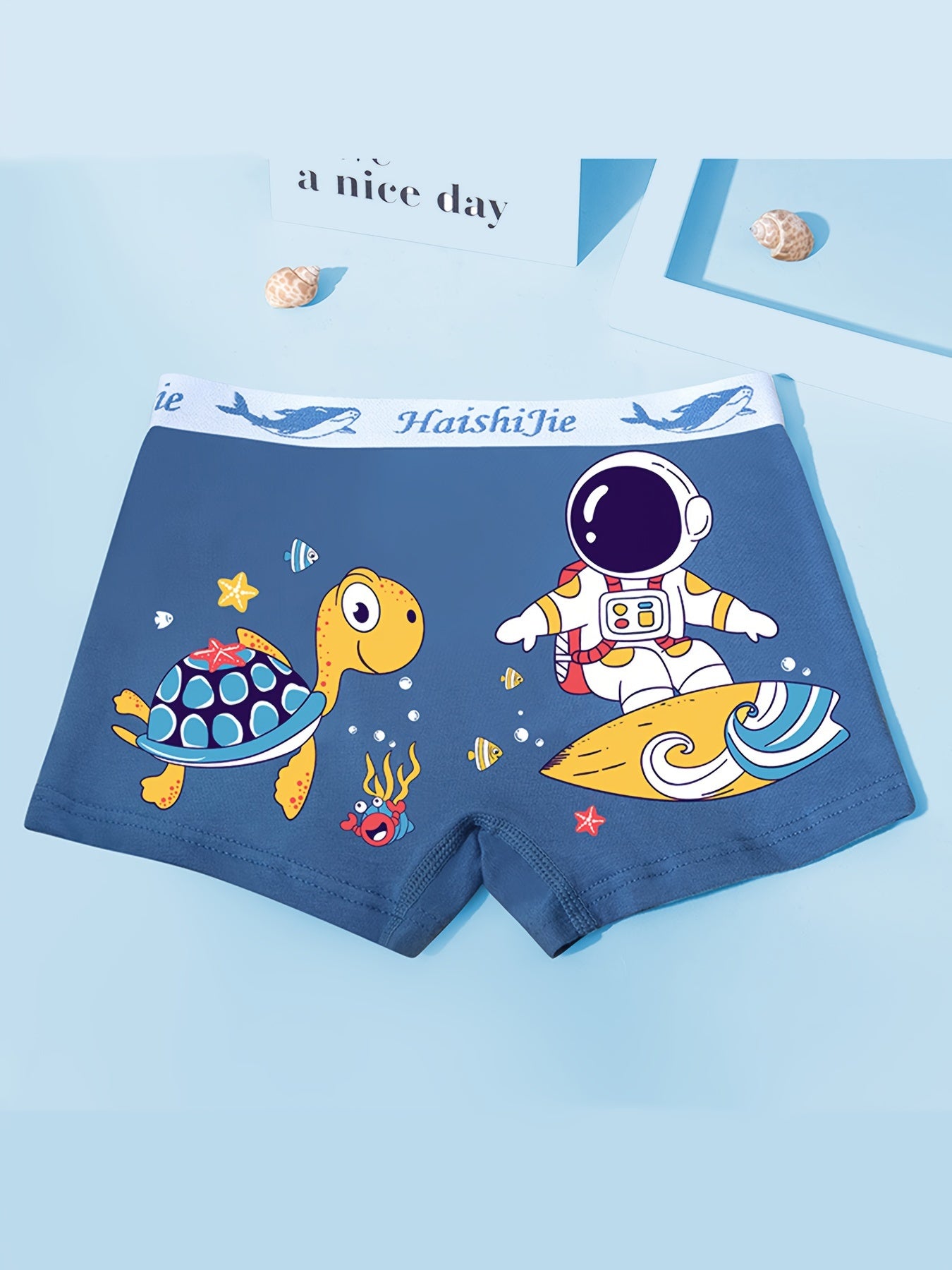 4pc Boys Boxer Briefs Toddler Underwear Astronaut Turtles Sharks Cotton Blend