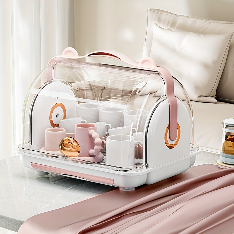 Child's Storage Organizer with Lid Dustproof Bottle Holder and Food Storage Rack