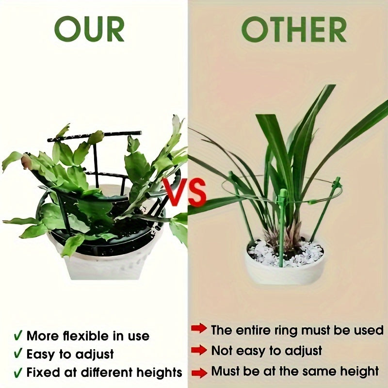 8-Pack Green Plastic Plant Support Stake Rings for Climbing Flowers Indoor Plants