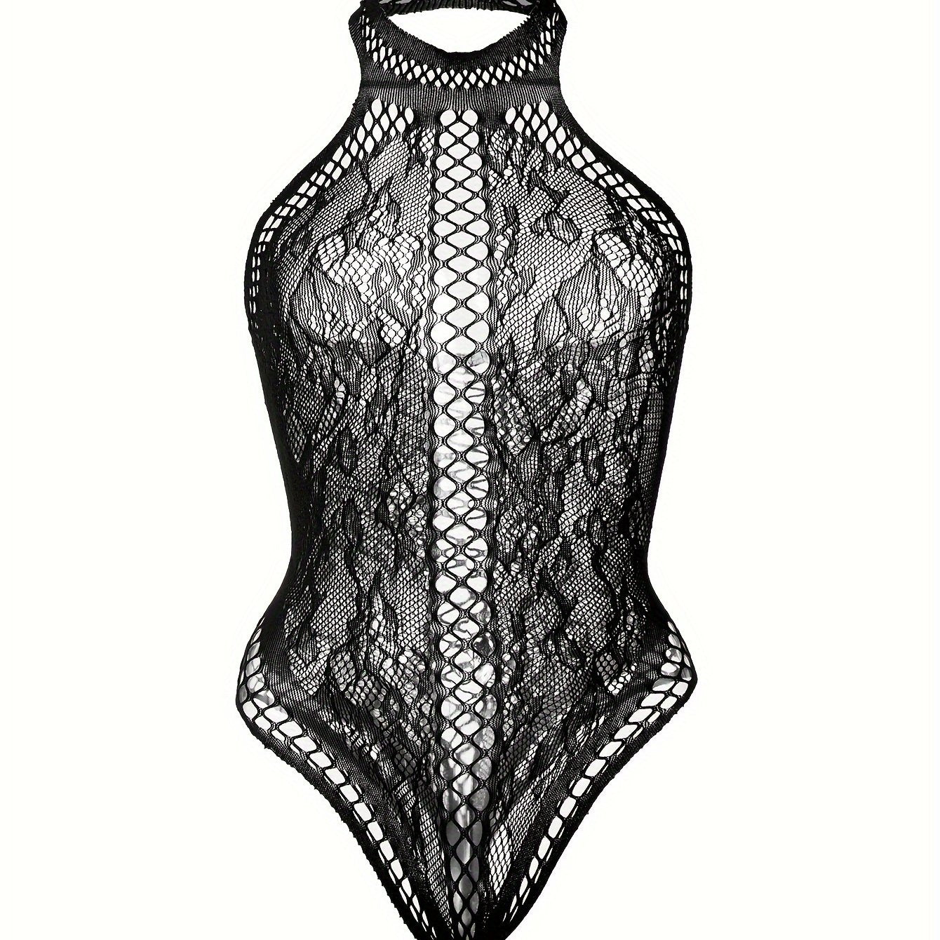 Vestido ajustado de encaje y malla de estilo europeo y americano para discoteca, con cuello colgante