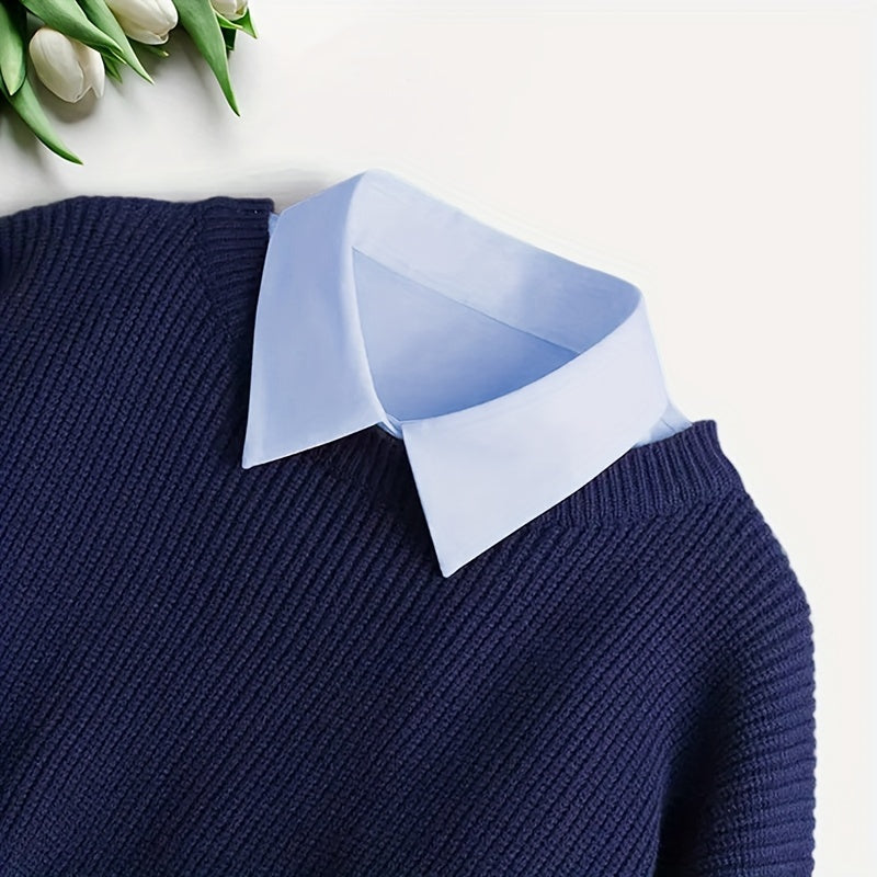Polyester Knit Collar Attachment for Suits and Coats Stylish Gift Accessory