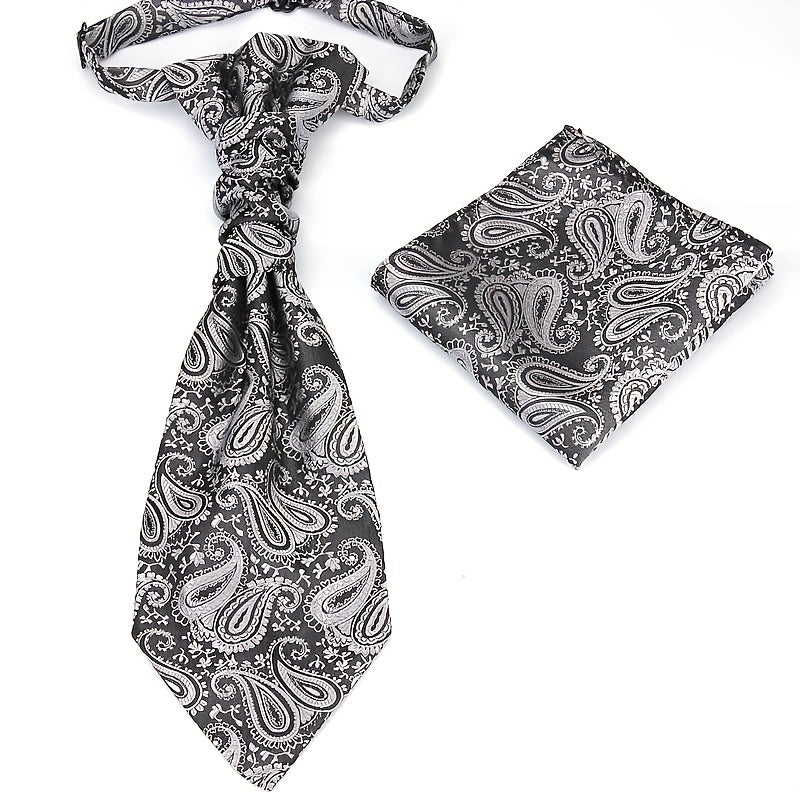 Men's Paisley Pattern Necktie and Pocket Square Set for Gifting