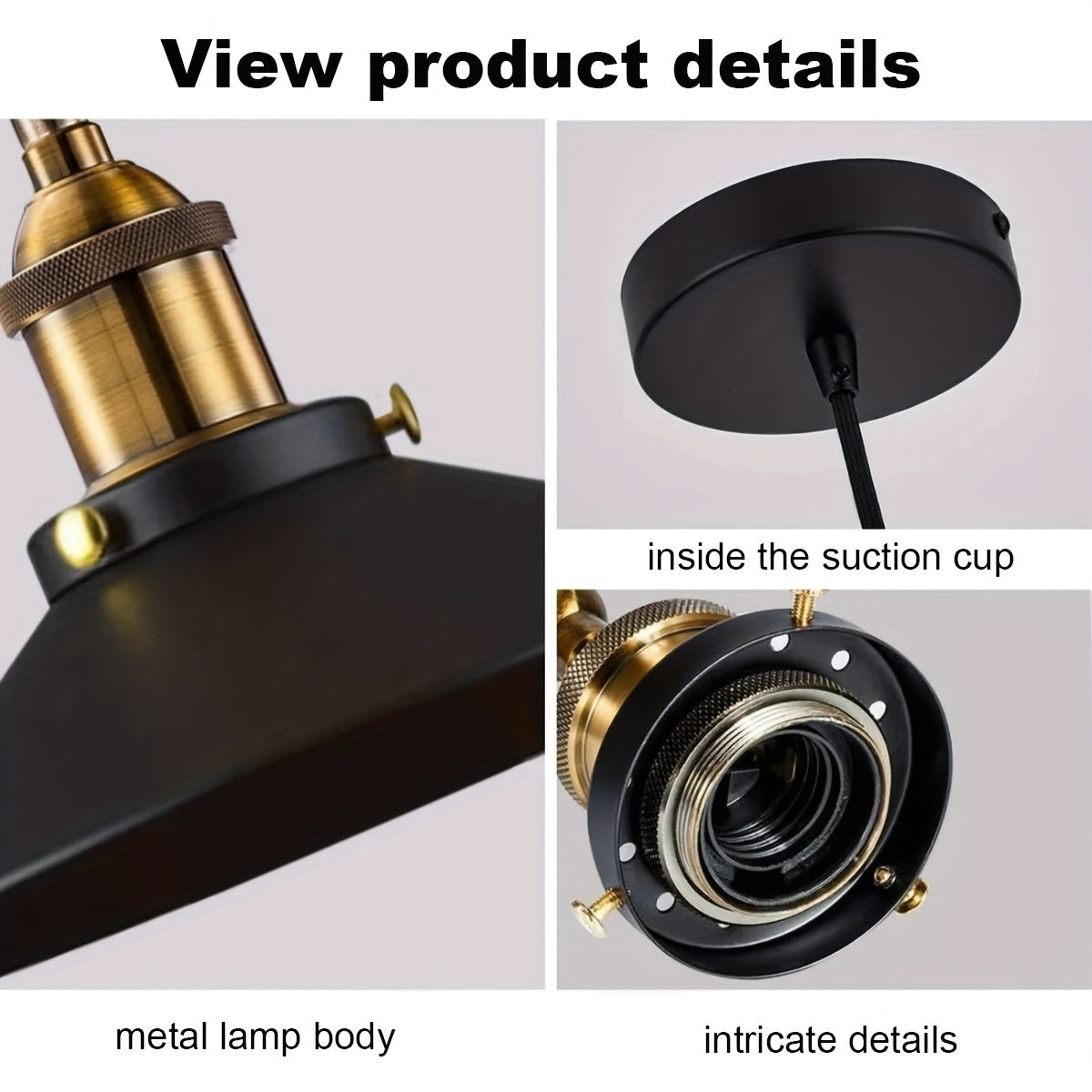 3-Piece Industrial Pendant Light Set with E26/E27 Base Includes Screwdriver and Tape