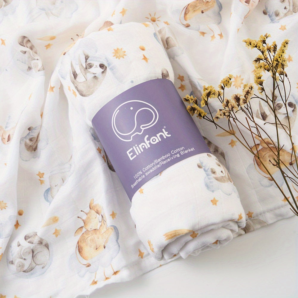 Manta de muselina de algodón de bambú con estampado digital para recién nacidos 1 pieza