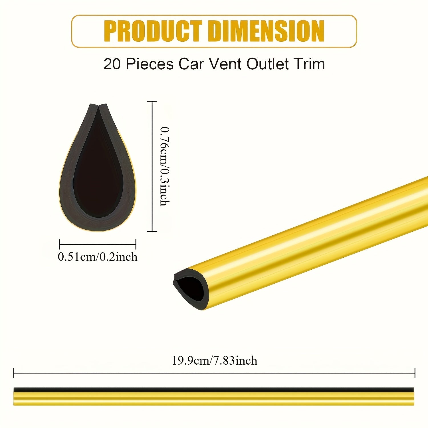 20pcs Black PVC Car Air Vent Trim Strips Decorative Accents for Outlets