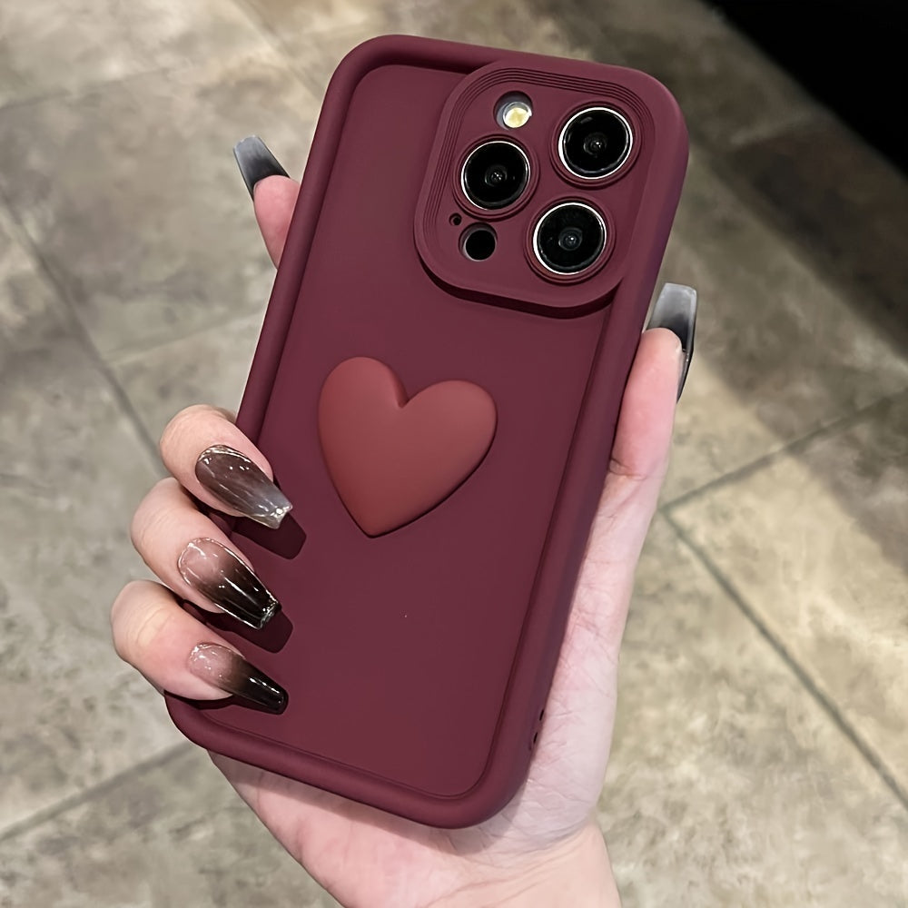 Shockproof Wine Red Mobile Phone Case for Apple Models with Transparent Frosted Design