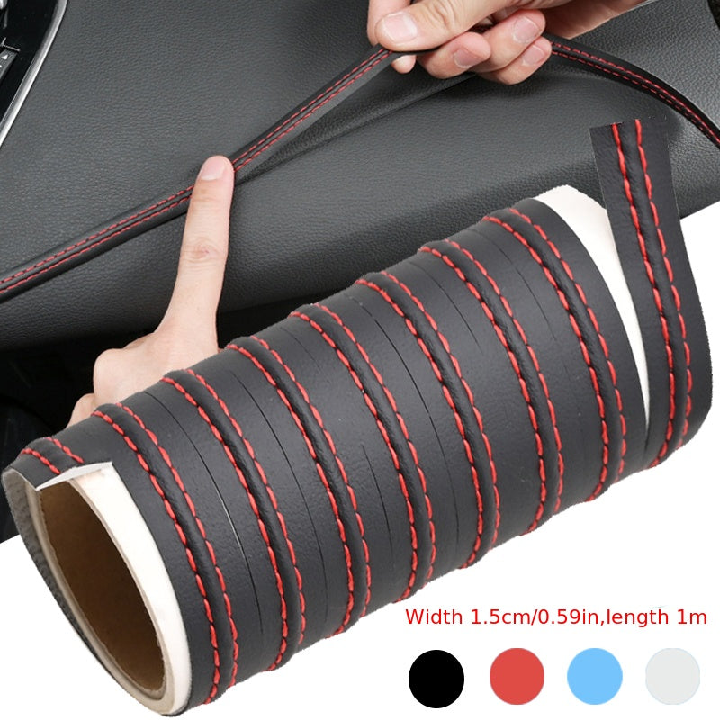 Car Interior Moulding Trim Leather Decorative Line Red Blue 1.5cm 0.59in 1/2m