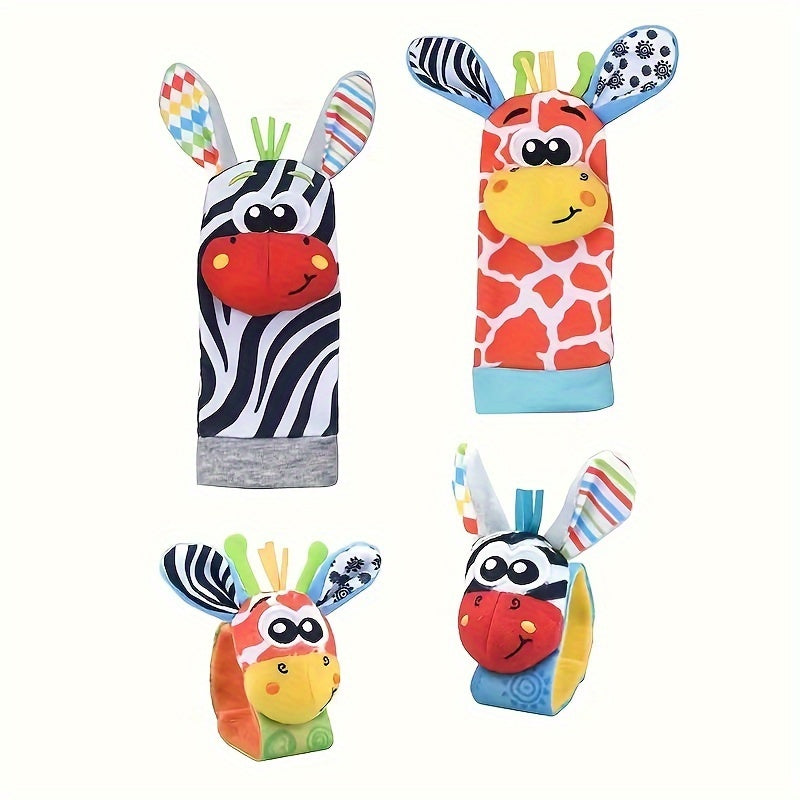Baby Socks Set for Infants 0-12 Months Plush Zebra Wrist Rattle Socks Gift