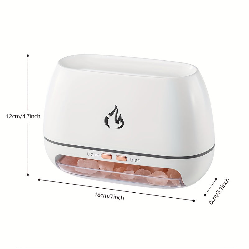 Portable Salt Stone Flame Air Humidifier 200ml USB Rechargeable Nightlight